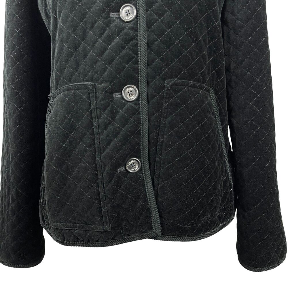 Chaps Women's Quilted Jacket Large Black Diamond‑Quilt Button Front Coat - Picture 3 of 12